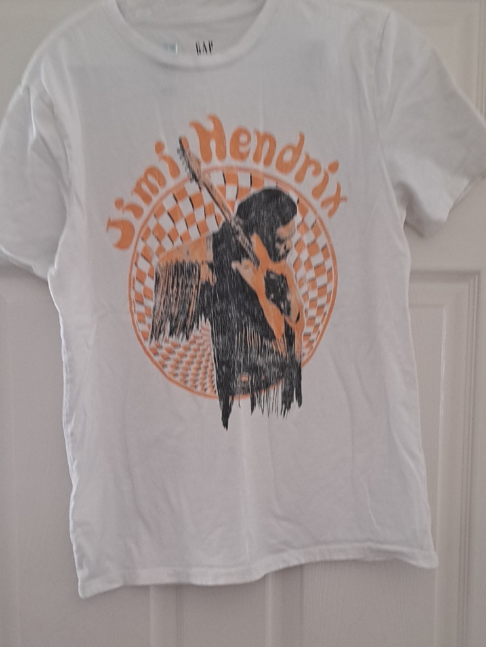 GAP Factory White Jimi Hendrix Graphic Tee with Orange and Black Print